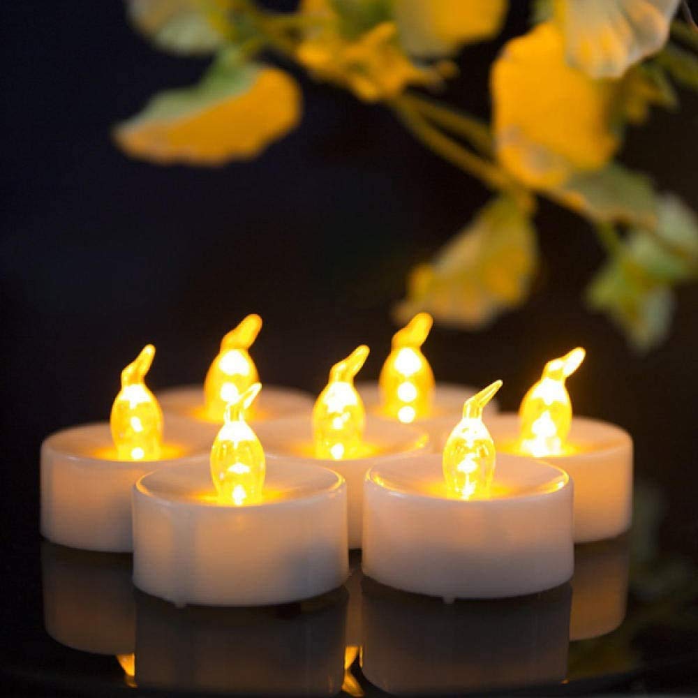 Battery Operated Led Tea Lights Candles:50 Pack Flameless Electric Fake Candle, Realistic and Bright Flickering Votive Tealights, Long Lasting 200+Hours,for Wedding,Party,Home Decoration (Warm Yellow)