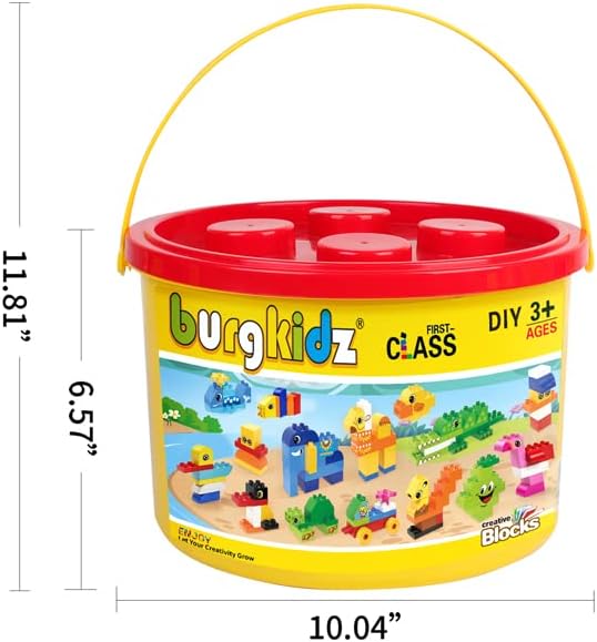 burgkidz Animal Building Toys for Toddlers 3-5 Jumbo 135Pcs Building Blocks Creative Take Apart Puzzle with Storage Bucket Compatible with Major Brands Preschool Birthday Gift for Boys Girls