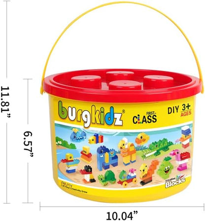 burgkidz Animal Building Toys for Toddlers 3-5 Jumbo 135Pcs Building Blocks Creative Take Apart Puzzle with Storage Bucket Compatible with Major Brands Preschool Birthday Gift for Boys Girls
