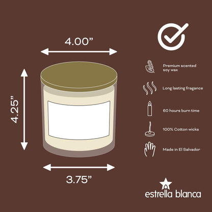 Estrella Blanca Coffee House Scented Candle 14.5oz – Soy Wax Candle with Wooden Lid, Long Lasting, Home Decor Candle for Bedroom, Kitchen – Gift for Coffee Lovers, Men, Women, Housewarming