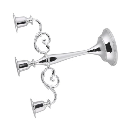 Aumotop Metal Wedding Candlestick Holder Elegant 3 Arms Candelabra for Home Decor, European Style Candle Holder for Wedding and Candlelight Dinner, Metal, Gold (Silver)
