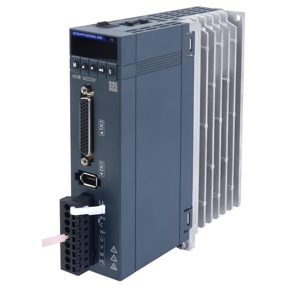 STEPPERONLINE AC Servo Motor kit A6 Series 400W Servo Motor 3000rpm 1.27Nm 17 Bit Absolute Encoder IP67 + 400W Impuls/RS485/analoger AC Servo Motor Driver+ 3.0M Cabels