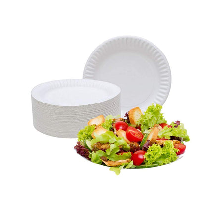 Spa Stix 6" Disposable Uncoated Paper Plate - Pack of 300 Count. White Paper Plates. 6 Inches