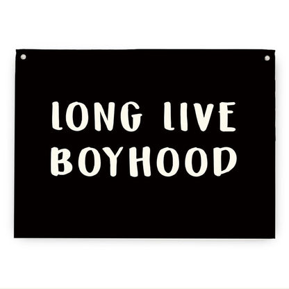 Geondos Boys Room Decor, Long Live Boyhood Wall Decor, Canvas Hanging Banner, Canvas Banner, Wall Hanging Flag Sign for Nursery Playroom Toddler Boys Kids Room 28.4×19.7 Inches