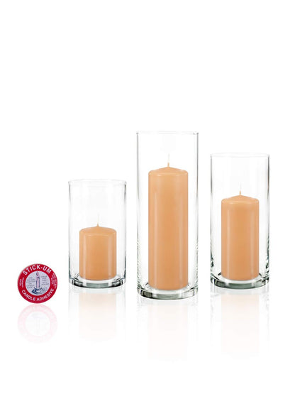yummi Set of 36 Slim Pillars and Cylinder Vases - Caramel
