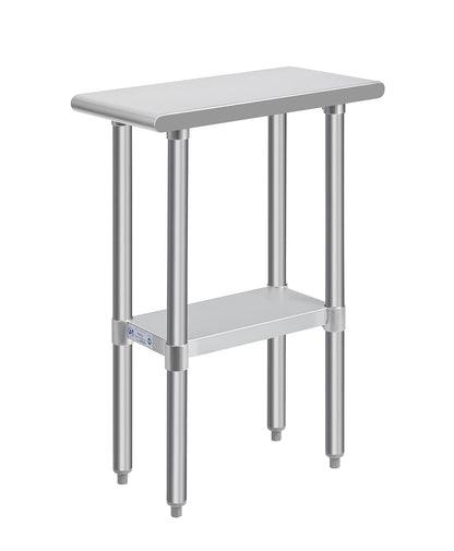 Hally Stainless Steel Table for Prep & Work 24 x 12 Inches, NSF Commercial Heavy Duty Table with Undershelf and Galvanized Legs for Restaurant, Home and Hotel