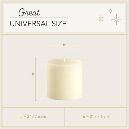 3 Pack Pillar Candles, Unscented Candles for Home, Church, Weddings Dinners and Home Decor, Dripless, Smokeless, and Clean-Burning (Ivory)