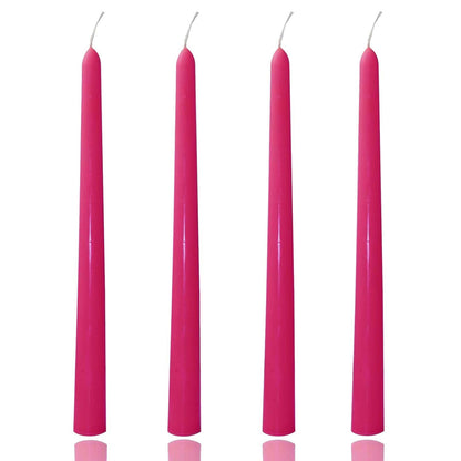 10 inch Gradient Taper Candles,Set of 4 Tapered Candle, Tall Candlesticks,Conical Stick Candles,Smokeless,Home Dinner, Party, Wedding, Halloween, Christmas (Rose red, 10inch)