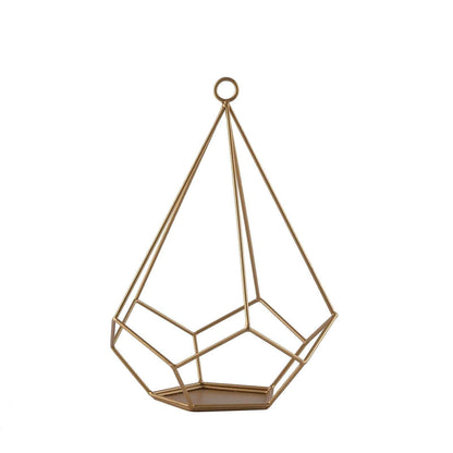 Efavormart 2 Pack Gold 9" Metal Pentagon Geometric Tealight Candle Holders Geometric Floral Centerpiece