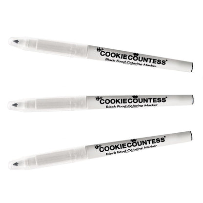 The Cookie Countess Black Fine Tip Food Marker - Value Pack of 3