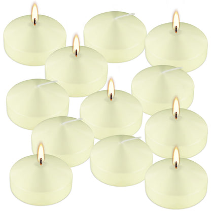 12 Pcs 3 - inch Floating Candles, Smokeless and Odourless, Burns for 8-10 Hours, Ivory, Suitable for Festivals, Weddings, Holidays, Home Decoration.