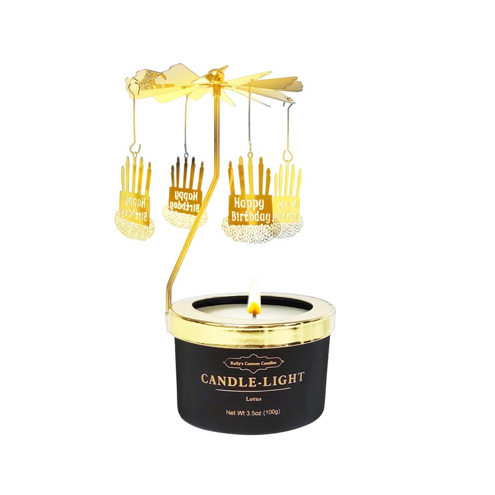 Kelly's Custom Candles Gifts for Women,Funny Gift for Her,Birthday Gifts for Women,Unique Candle Gift for Mom and Wife,Rotating Scented Candles(Birthday Cake).