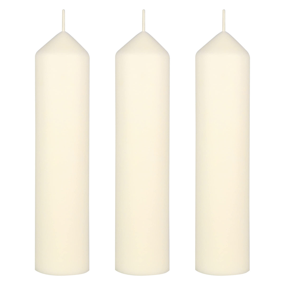 Mega Candles 3 pcs Unscented Round Dome Top Ivory Pillar Candles, Low Cost Single Use Event Wax Candle 2 Inch x 9 Inch, Ideal for Weddings, Parties, Events, Occasions, Florists, Prayers, Vigils