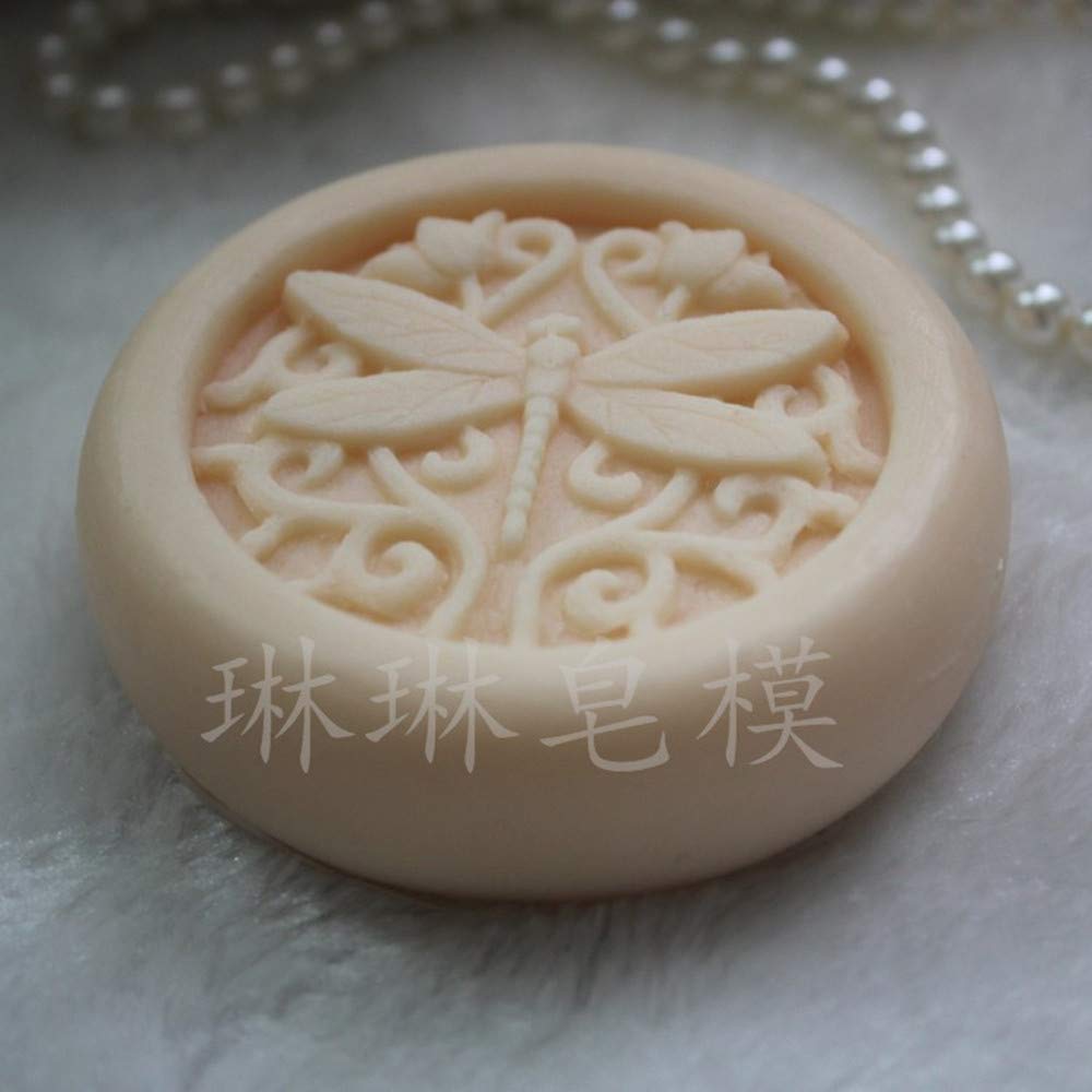 Round Dragonfly Silicone Soap Molds Soap Molds for Soap Making Silicon Molds for Soaps DIY Craft Handmade Soap Candle Plaster Resin Mould (11123)