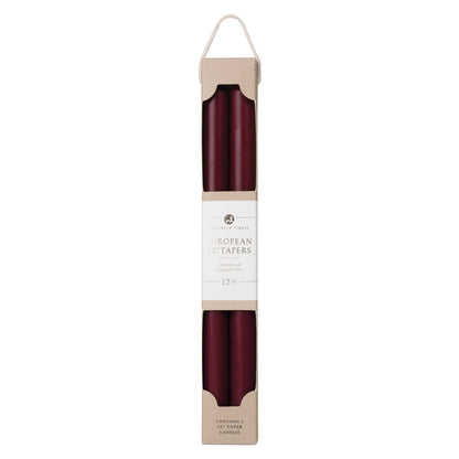 Northern Lights Candles - 12" 2PK Premium Tapers, Bordeaux - 72884
