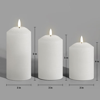Eywamage White Flameless Pillar Candles with Remote, Flickering LED Candles Battery Powered Real Wax Set of 3