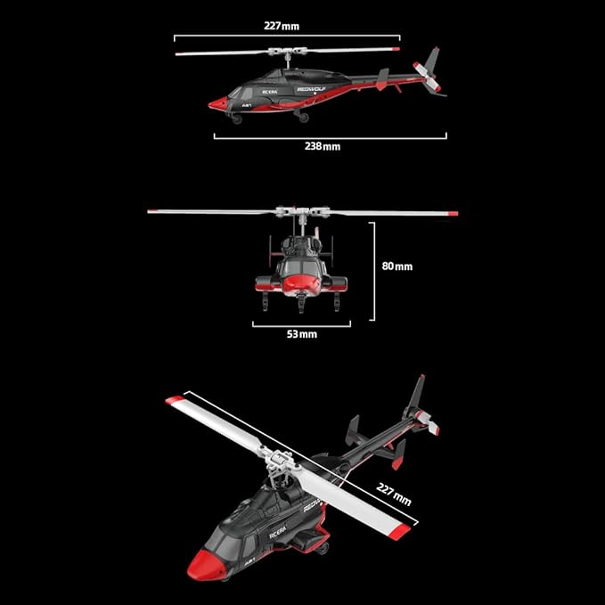RC ERA A61 RC Helicopter with One-Key Takeoff/Landing 1/52 Scale Air-Wolf Single Rotor 2.4G 4CH Heli Aircraft Altitude Hold Optical Flow Positioning for Adults &amp Hobbyists