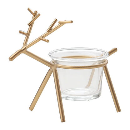 UNNS Candlestick Holder Modern Wrought Iron Fawn Candlestick Glass Candlestick Ornament Suitable for Dinner Living Room Kitchen Dining Room Candle Holders (Color : A)