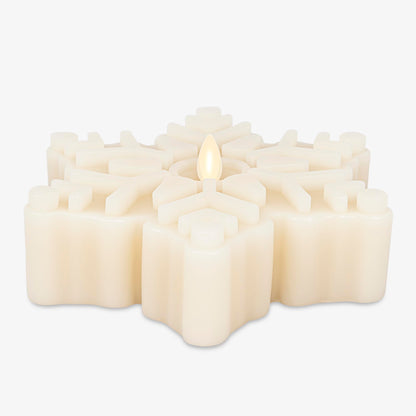 Luminara White Swan Flameless Candle Snowflake Tealight (6.5" x 2") Moving Flame LED Candle, Battery Operated LED Tealight