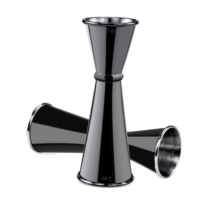Jigger for Bartending, Briout Double Cocktail Jigger Japanese Premium 304 Food Grade Stainless Steel Jigger 2 OZ 1 OZ with Measurements Inside, Black