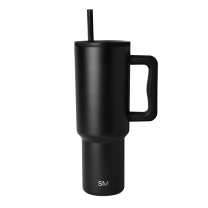Simple Modern 40 oz Trek Tumbler with Handle and Straw Lid | Cup Holder Friendly Insulated Stainless Steel Travel Mug | Midnight Black