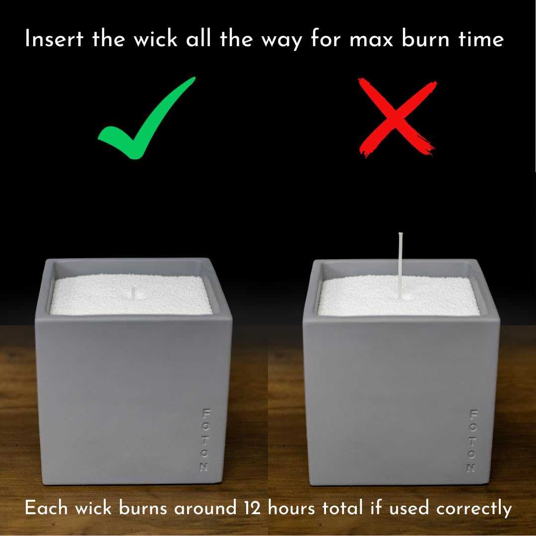 Foton Pearled Candle Le Cube Concrete Vase Set 16 Oz - Vanilla Vibe Scented - Refillable Jar Scented Candle Sand with 15 Wicks - Natural Non-Toxic Decorative Candles for Home