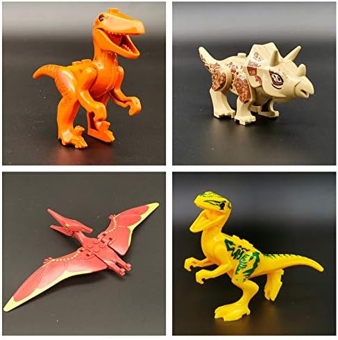 Toysvill Compatible Dinosaurs Mini Figures for Jurassic World Building Blocks Toys (Set of 20 Pieces) with Moving Parts. T Rex Dragon Sword Pterodactyl Tyrannical Dragon Stygimoloch et al.