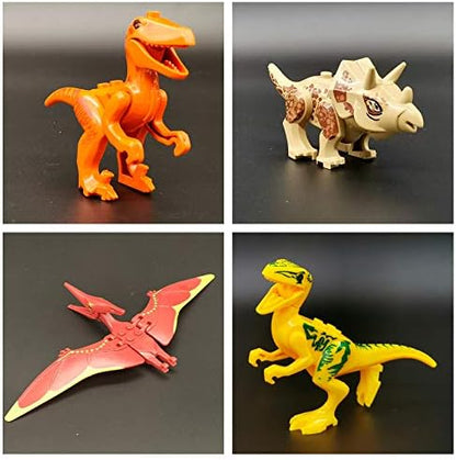 Toysvill Compatible Dinosaurs Mini Figures for Jurassic World Building Blocks Toys (Set of 20 Pieces) with Moving Parts. T Rex Dragon Sword Pterodactyl Tyrannical Dragon Stygimoloch et al.