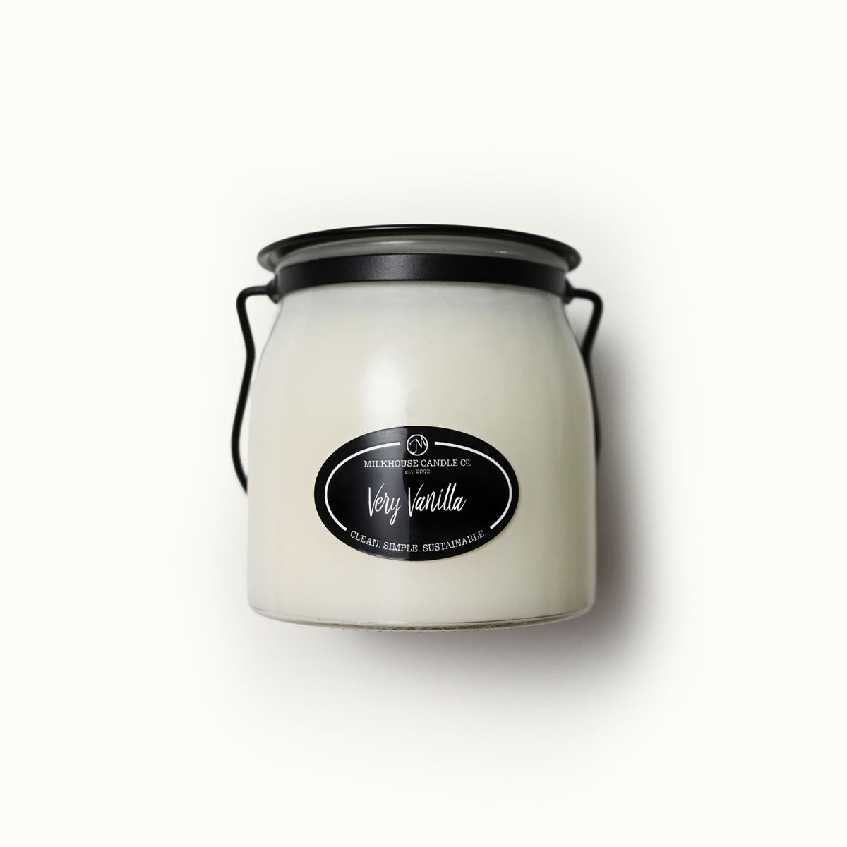 Milkhouse Candle Company Very Vanilla Soy Candle - Buttery | Vanilla | Cream Scented - 16 oz Butter Jar with Lid, 65+ Hour Burn Time, Made in the USA