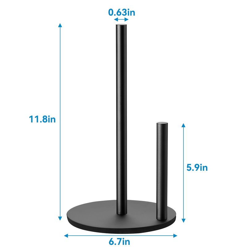 Paper Towel Holder Kitchen,Premium Stainless Steel Roll Dispenser,Countertop Paper Holder with Weighted Base, Black