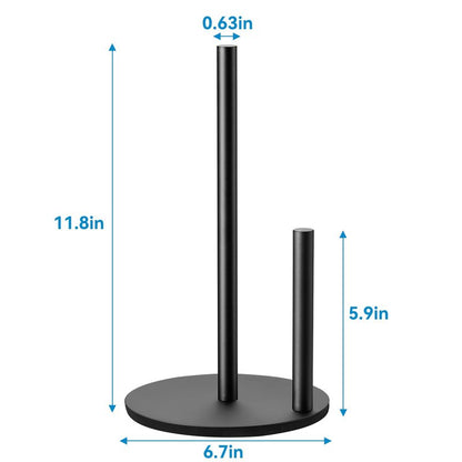 Paper Towel Holder Kitchen,Premium Stainless Steel Roll Dispenser,Countertop Paper Holder with Weighted Base, Black