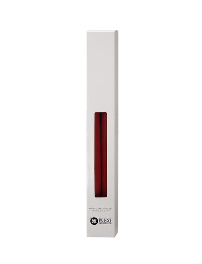 Kunstindustrien® Taper Candles, Set of 4, 13.8" – Made in Denmark, Long Burning Candles 15h, Unscented & Smokeless Candlesticks, Elegant Tall Candles for Weddings Dinners & Home Decor (Light Bordeaux)