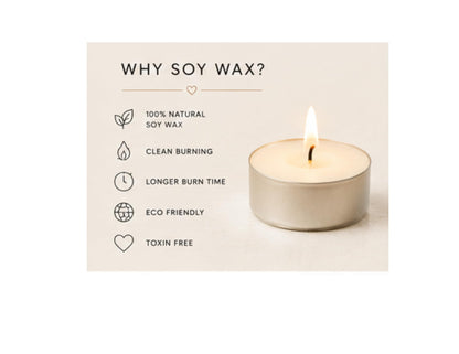 Pack of 6 Soy Tea Lights/Natural Soy Wax Candles/Clean Burning/Handmade Tea Light/Unscented or Scented