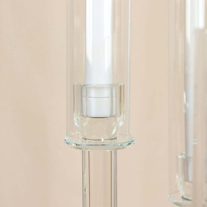 Efavormart 51" Clear 5-Arm Crystal Round Cluster Taper Candelabra Candle Holders, Votive Pillar LED Candle Holders with Round Mirror Base
