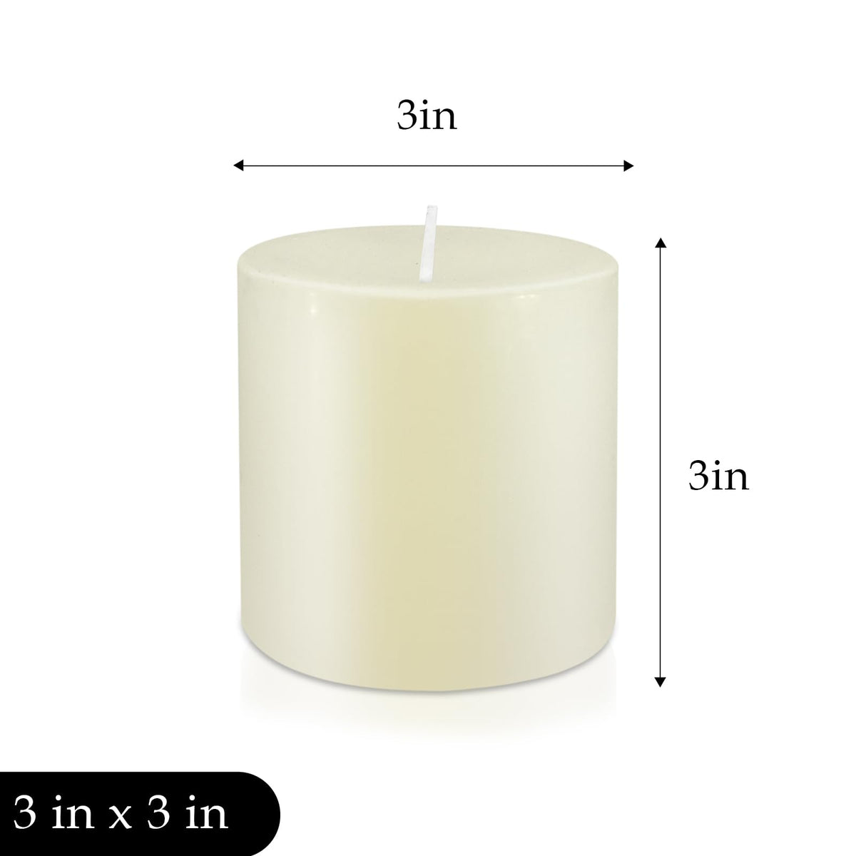 3" x 3" Hand-Poured Unscented Ivory Candle, Dripless Pillar Candle Set of 3, Long Clean Burning, Approx 40 Hours Burn Time, Rustic Country Style, Christmas, Wedding, Dinner and Home Decor
