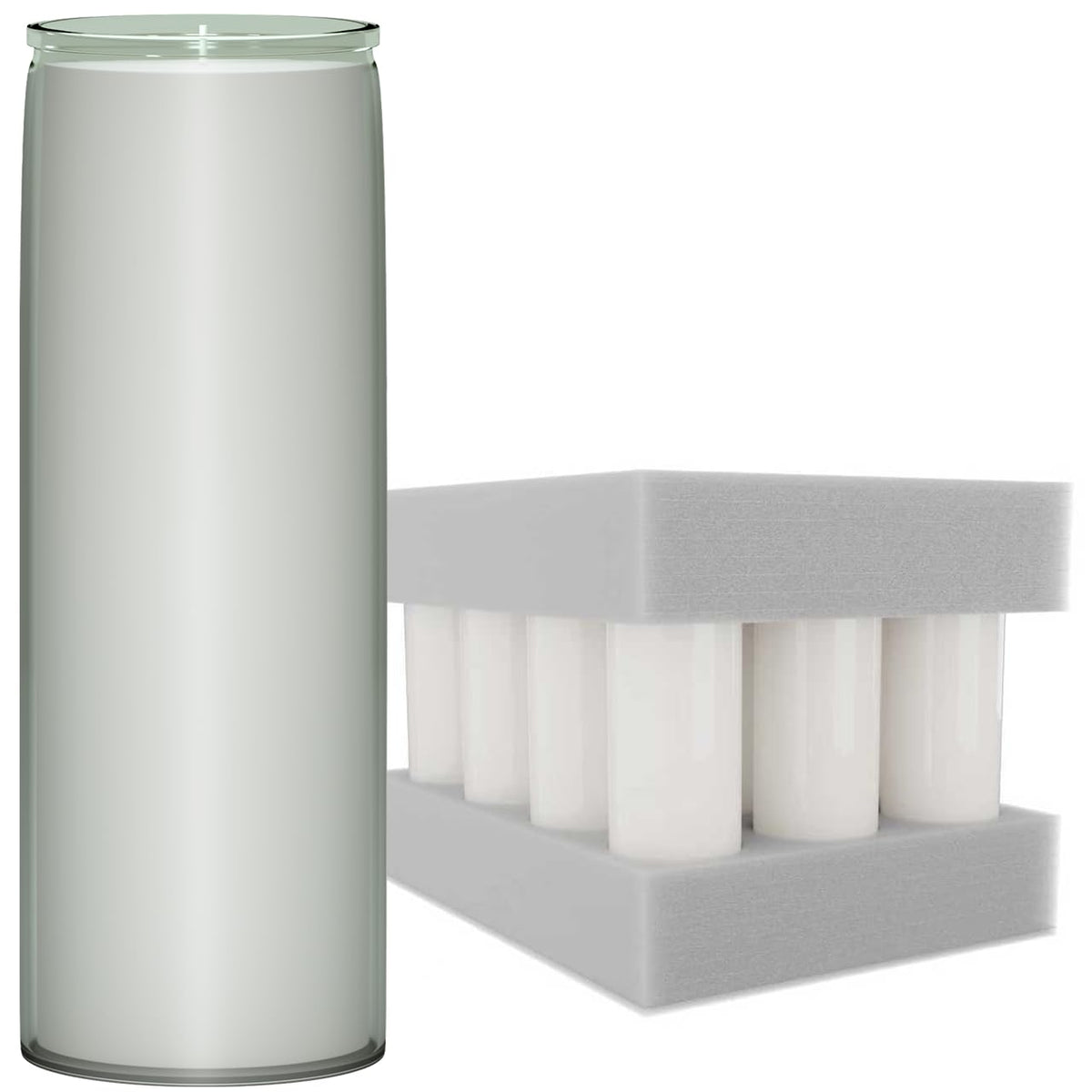 Bulk 12 Pack 7 Day Soy Wax Prayer Candles in Glass – Natural Clean Burning, Unscented Devotional Catholic Candle for Church, Vigil & Memorial (White)