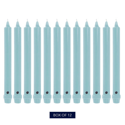 Colonial Candle Unscented Taper Candle, Classic Collection, Coastal Blue, 10 in, Pack of 12 - Up to 8 Hours Burn