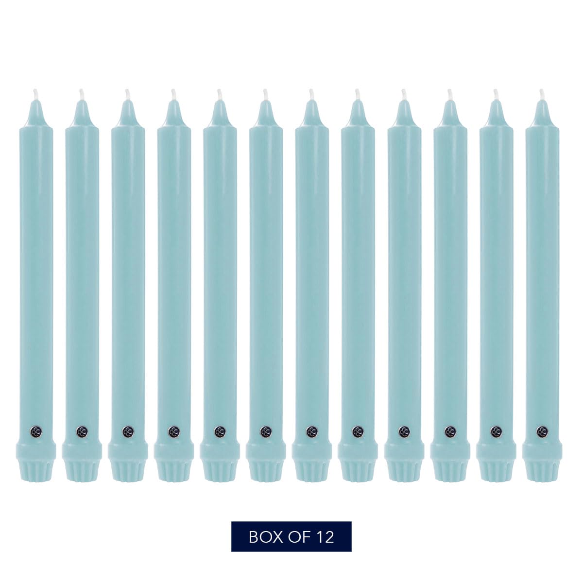 Colonial Candle Unscented Taper Candle, Classic Collection, Coastal Blue, 12 in, Pack of 12 - Up to 10 Hours Burn