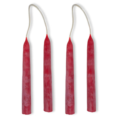 Candlestock Beeswax Taper Candles – 1/2" Diameter, Pure 100% Natural USA Beeswax, Cotton Wick, Dripless, Long-Burning, Handmade in Woodstock- 2 Pairs of Half Inch Tapers (Red, 4 Inch)