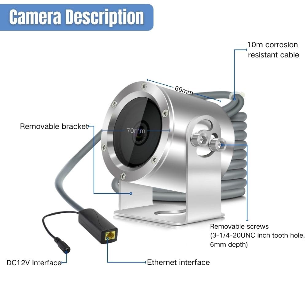 Barlus Underwater Camera, Aquarium Live Streaming Pond 5MP Camera with 32ft Cables