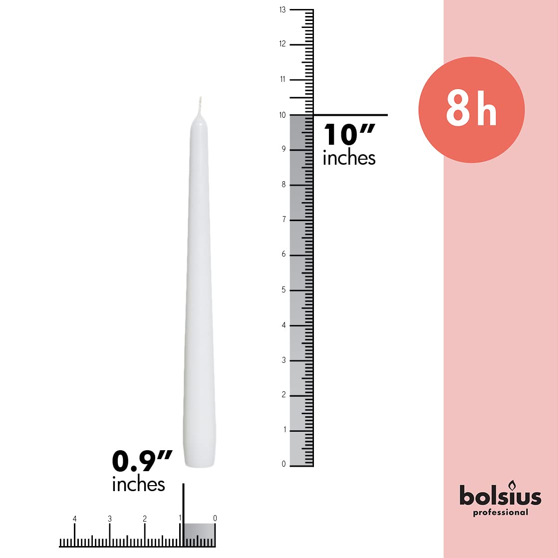 BOLSIUS White Taper Candles - 4 Pack Unscented 10 Inch Dinner Candle Set - 8 Hours Burn Time - Premium European Quality - Smokeless and Dripless Household, Wedding, Party, and Home Decor Candlesticks