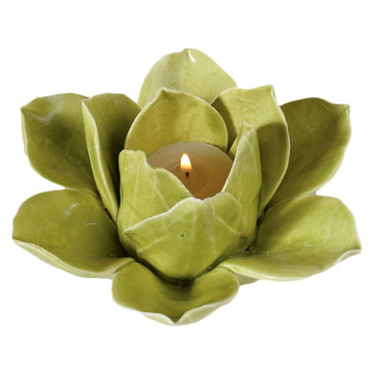 HomArt Lotus Tea Light Holder, Green