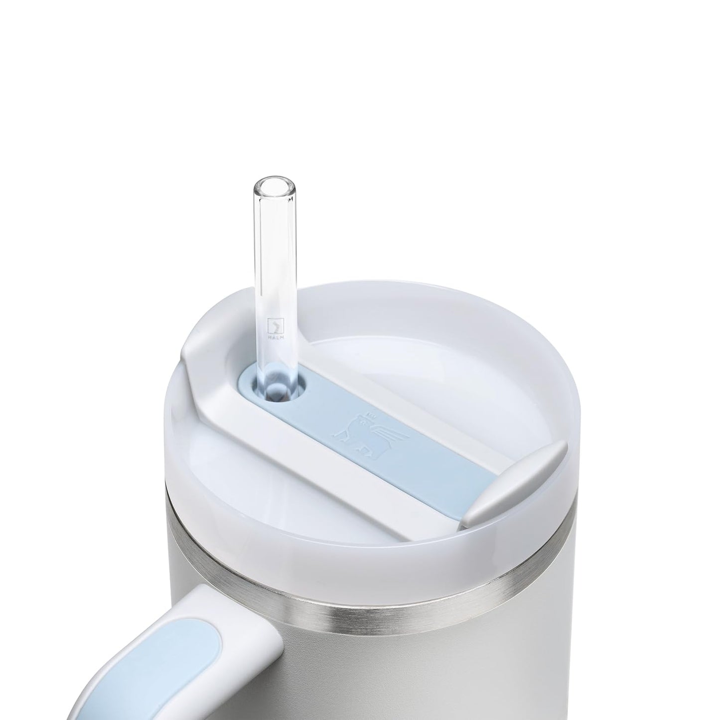 Halm Glass Straws - 6x 11 inch Long Replacement for Stanley Cup 30 OZ Bottles + Plastic Free Cleaning Brush - Dishwasher Safe - Sustainable, Water Bottles