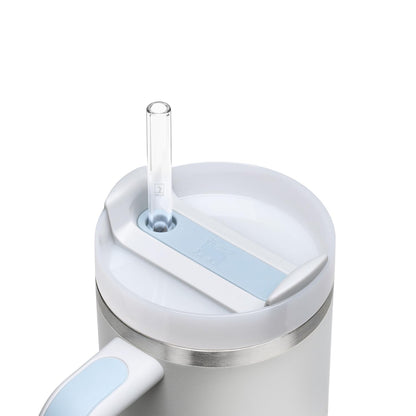 Halm Glass Straws - 6x 11 inch Long Replacement for Stanley Cup 30 OZ Bottles + Plastic Free Cleaning Brush - Dishwasher Safe - Sustainable, Water Bottles