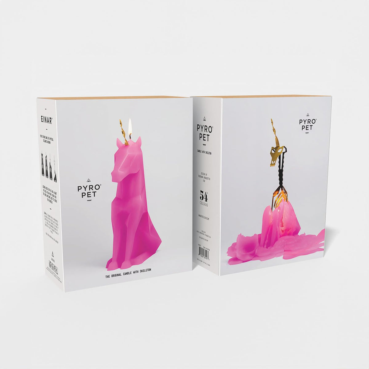 PyroPet Einar Unicorn Candle (Hot Pink) - Original Unicorn Candle with Metallic Skeleton | 16-Hr Burn Time | Dimensions: 5.1x2.6x8 in