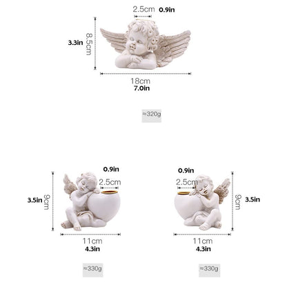 Candlestick Holders Retro Little Angel Candle Holder Made of Old Resin Candle Holder Decoration Garden Courtyard Wedding Set Shooting Props Candle Holders (Size : A)