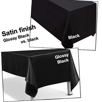 Urby Extra Large Table Cloths. 8+ft Rectangle Tables That Seats 8-10 Person, Ideal for Events Like Banquet, Weddings and Restaurants. Machine Washable Reuseable. Glossy Black. 90x156in.