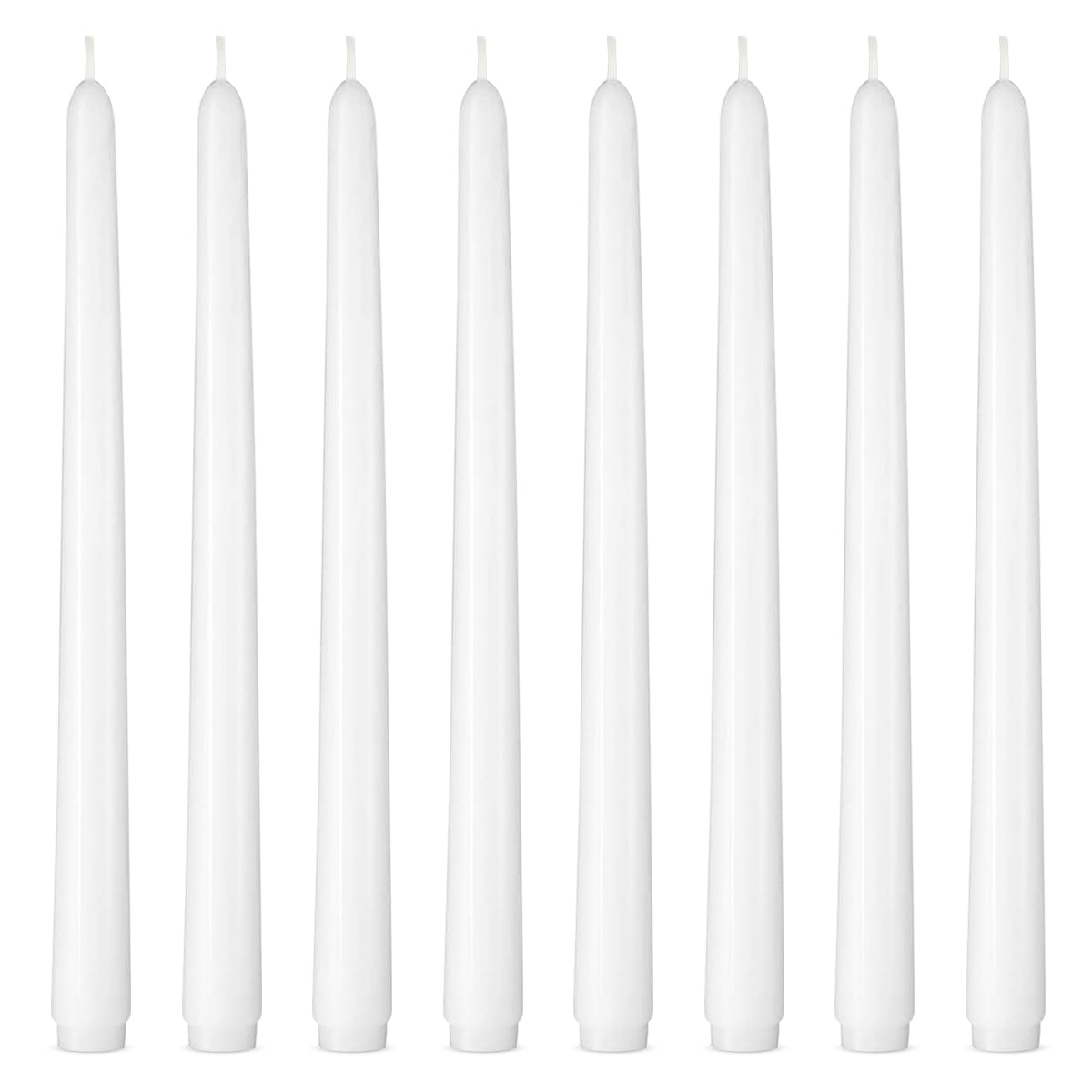 Set of 8 10 Inch White Taper Candles, Dripless Unscented Skinny Candlesticks for Home Party Dinner Table Decoration