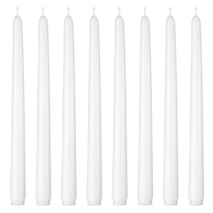 Set of 8 10 Inch White Taper Candles, Dripless Unscented Skinny Candlesticks for Home Party Dinner Table Decoration
