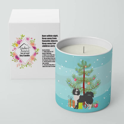 Caroline's Treasures CK3452CDL Black and White Elo Dog Christmas Tree 10 oz Decorative Soy Candle Nature Soy Wax Essential Oil Home Decor Ideal for Bedroom Kitchen Bath Office Gift, 10 oz